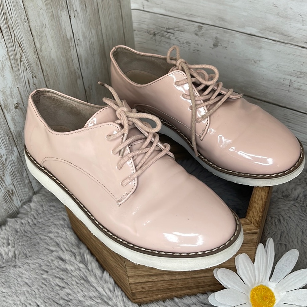 Zara Girls 🌸Pink Patent Leather Oxfords, EU 35